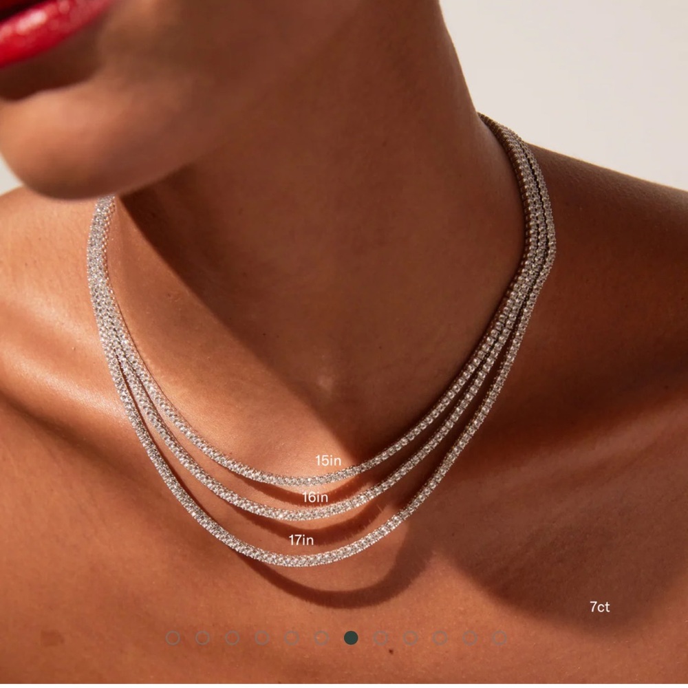Brand New Aurate White Sapphire Tennis Necklace (17 In)